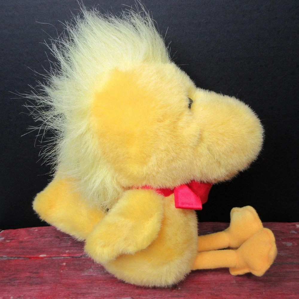 Vintage Dakin Peanuts Woodstock Plush Stuffed Animal Toy Red Bow 8